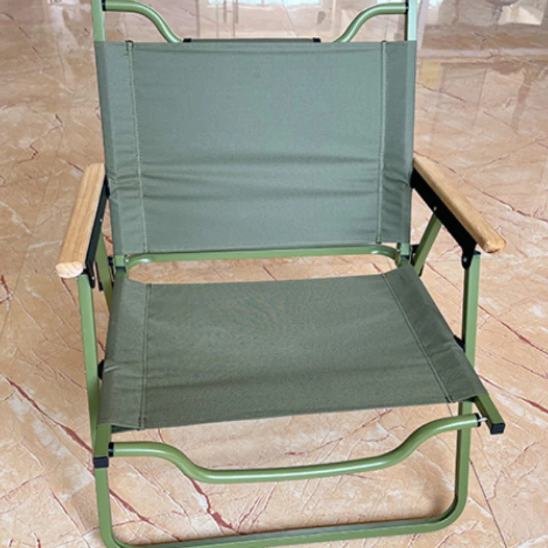 Outdoor Backrest Foldable Wooden Armrest Beach Chair Garden Folding Fishing Camping Chair