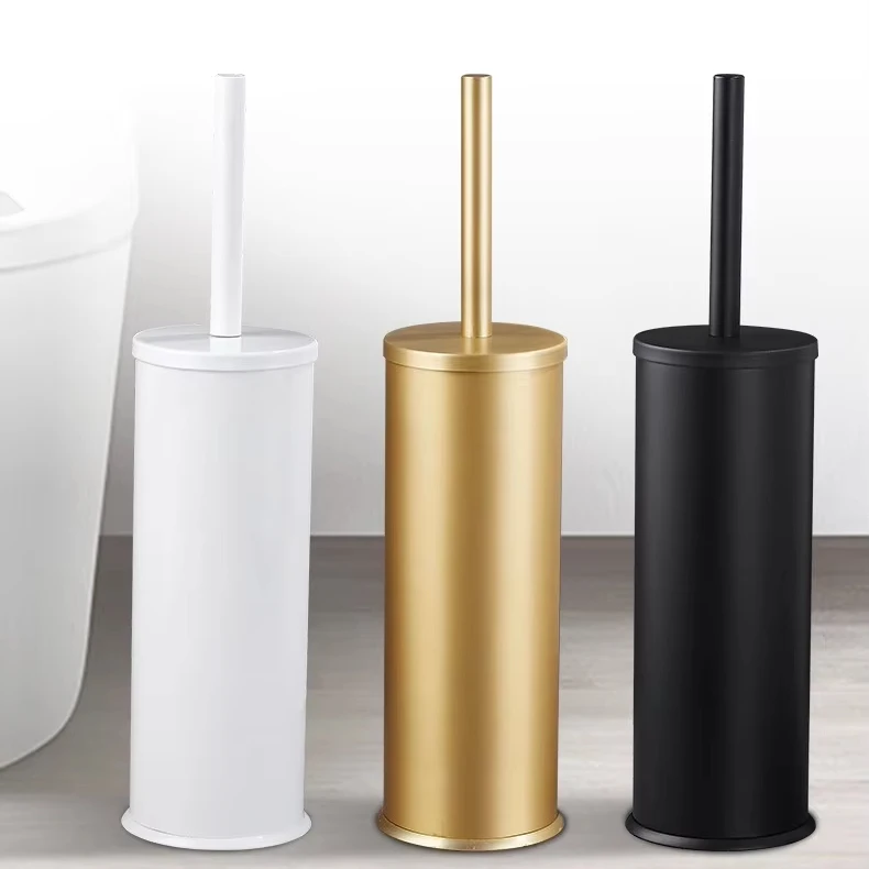 Custom Black Matte Aluminum Toilet Brush Set Toilet Bowl Cleaner Brush And Holder