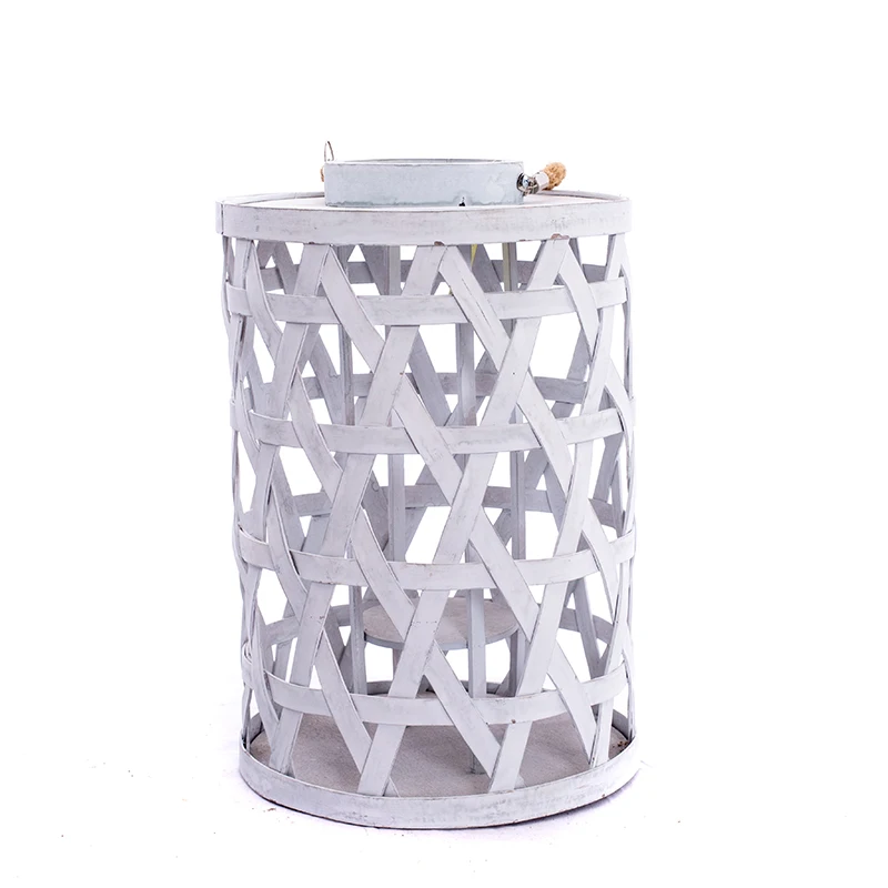 Bamboo Weaving Lantern Hanging Portable Bamboo Woven Candle Holder Wooden Lantern For Home Decor