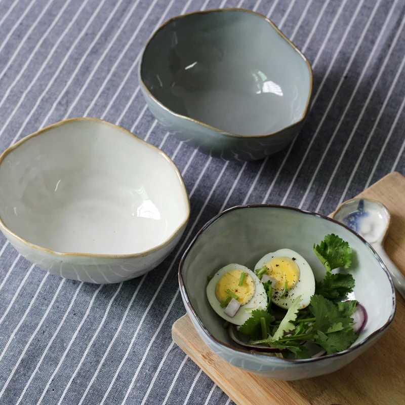 Nordic simple design ceramic colored clay salad bowl fruit bowl rice bowl with reactive glaze for houseware