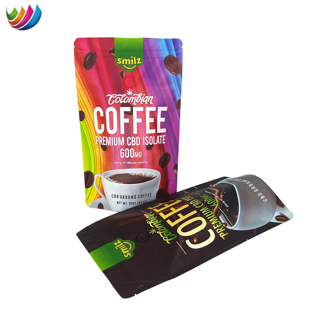 Custom printed 50g 250g 500g 1kg stand up pouch packaging wholesale coffee bag with valve and zipper