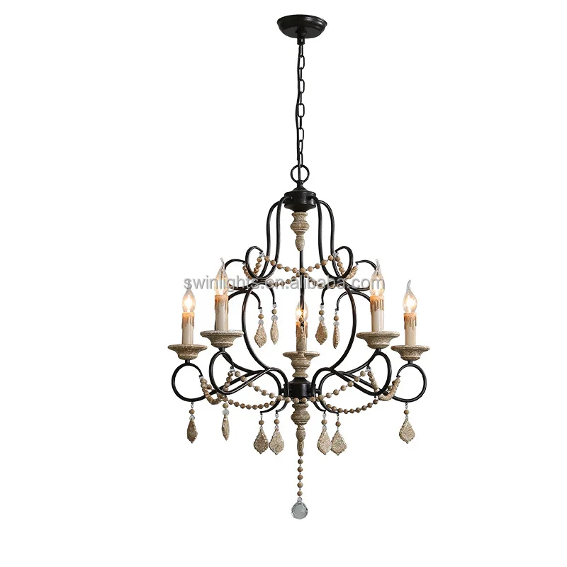 American rural solid wood used Iron Chandelier living room dining room bedroom corridor clothing store Chandelier
