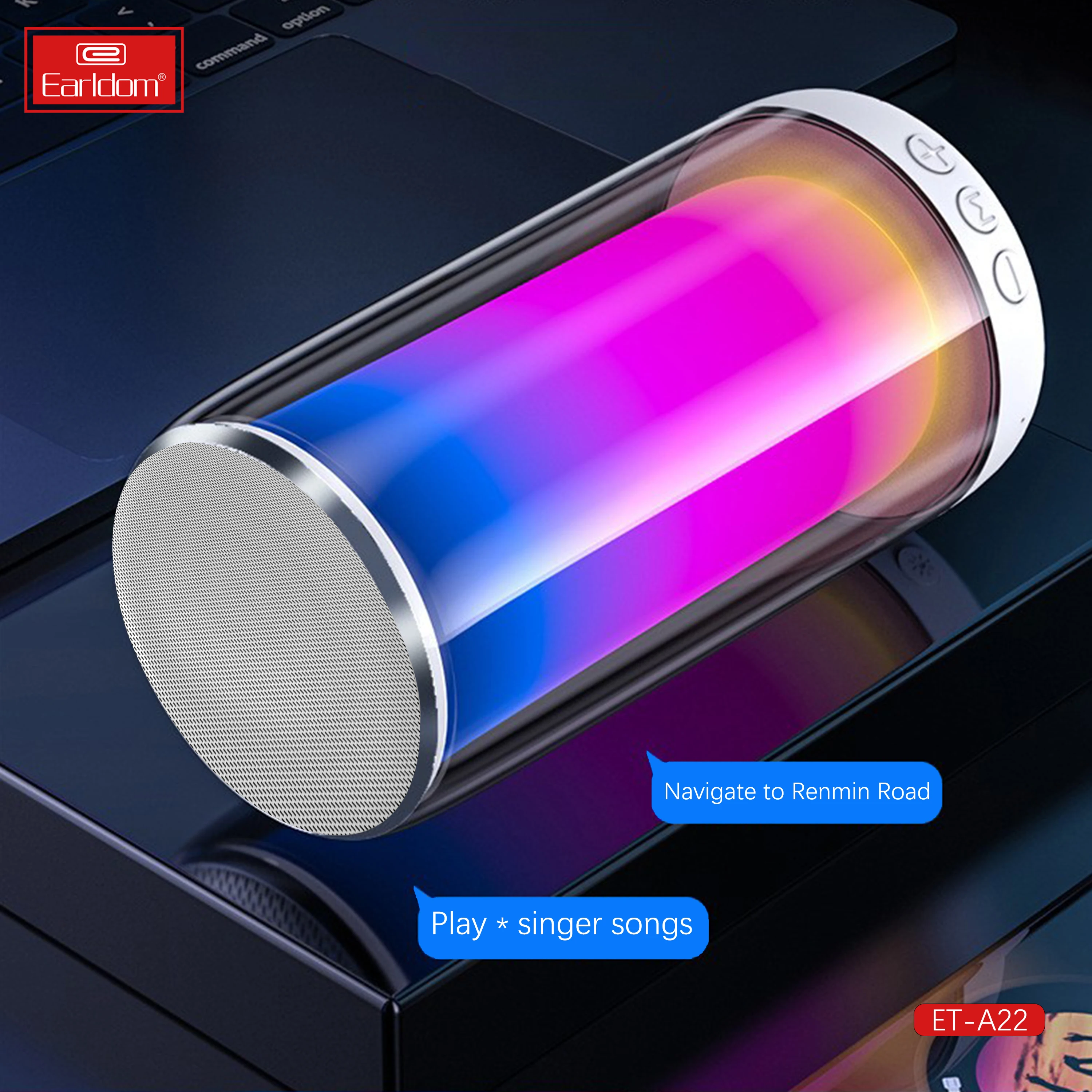Earldom Mini Speaker BT Function Speaker USB TF Card FM Portable Wireless Speaker With Colorful LED Light