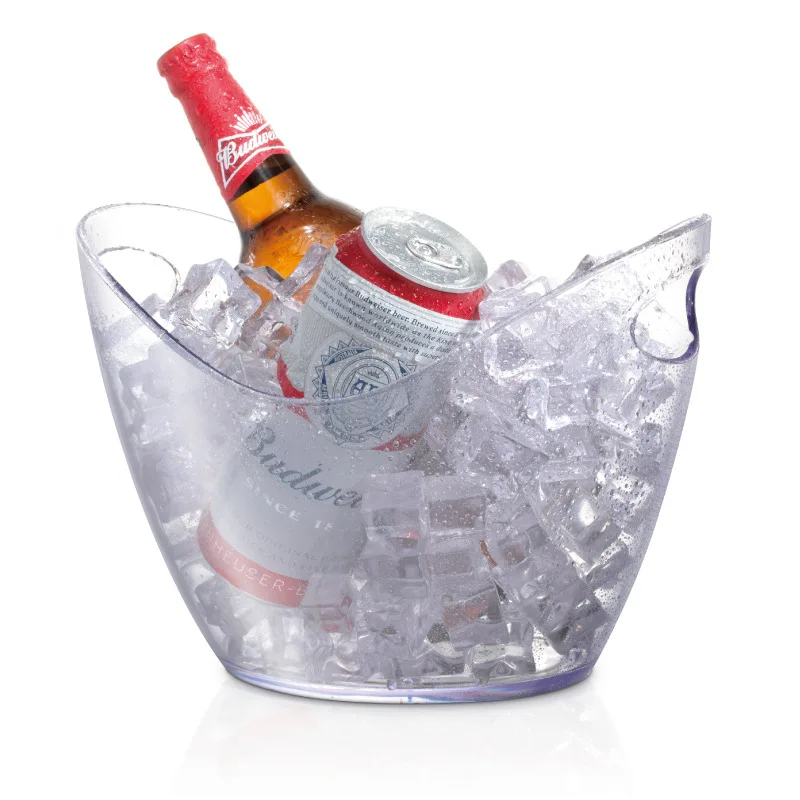 Plastic Transparent 4L trumpet Ingot Champagne bucket oval single foreign wine beer ice bucket ice grain bucket