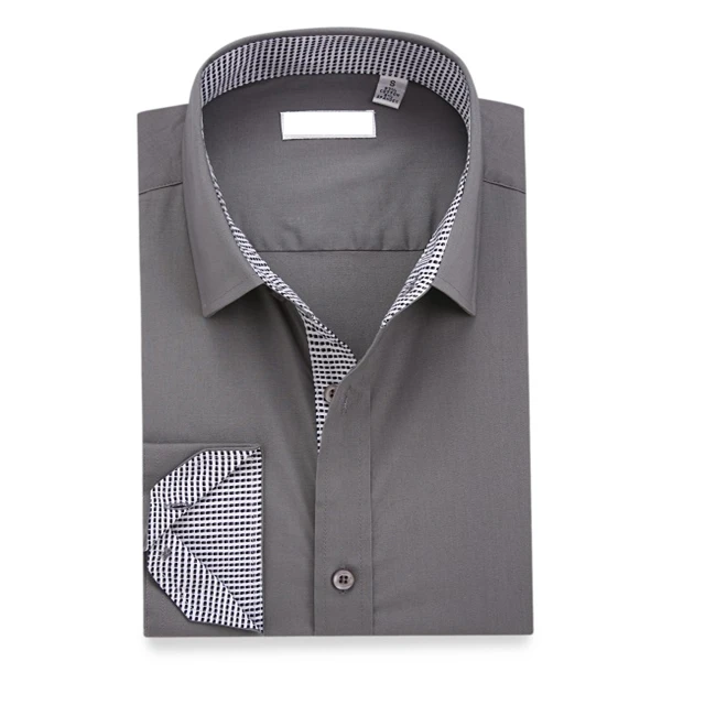 100% cotton regular fit dress shirts for men fashion long sleeve office mens shirts uniform