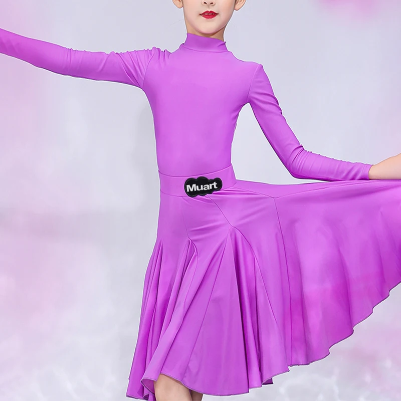 ballroom girls wear customized competition dance dress with long sleeves modern dance costumes