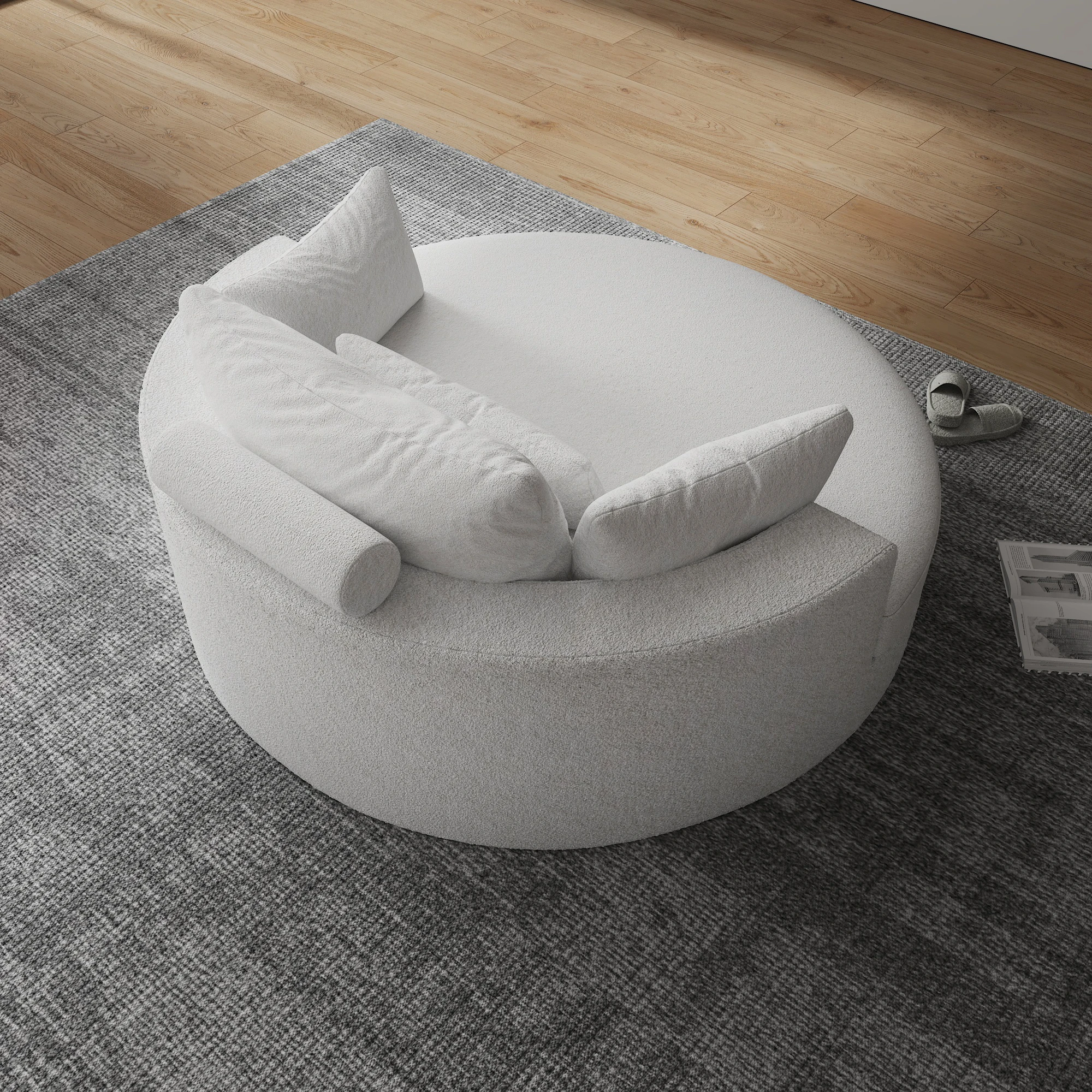 140cm Diameter Round Sofa Chair Luxury Compressed Sofa  Filling 5 Layer Foam Design Comfortable Round Sofa with Throw Pillows