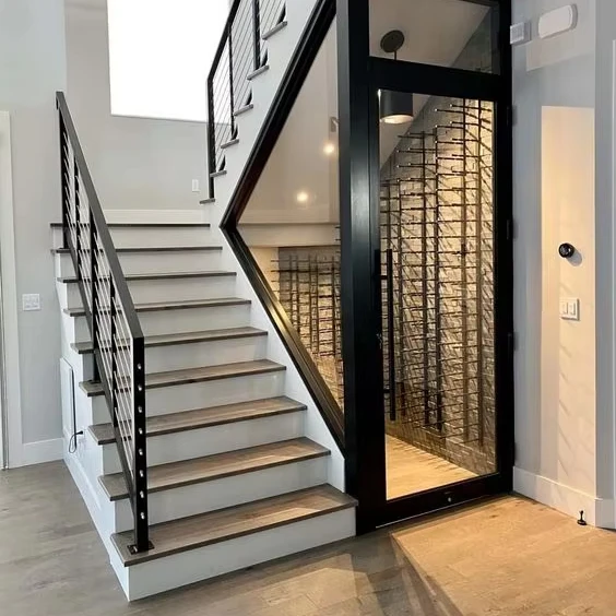 CBMmart High Quality Custom  Indoor Wood Stairs Wooden Staircases Iron Metal Balusters