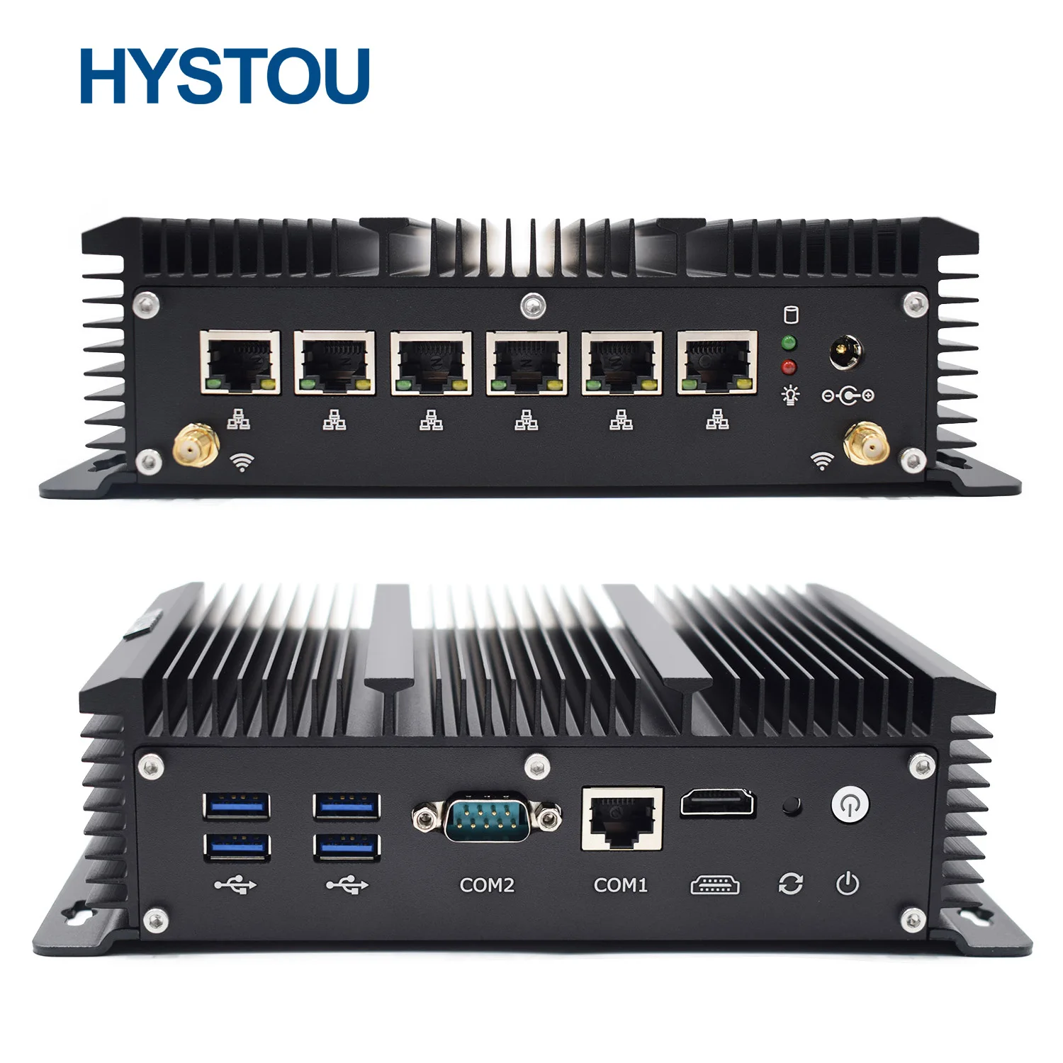 HYSTOU 6 Lan 12V Cheap Price Celeron 2955U Win 7 10 Linux Cloud Compute Servers Firewall Mini Server Pc