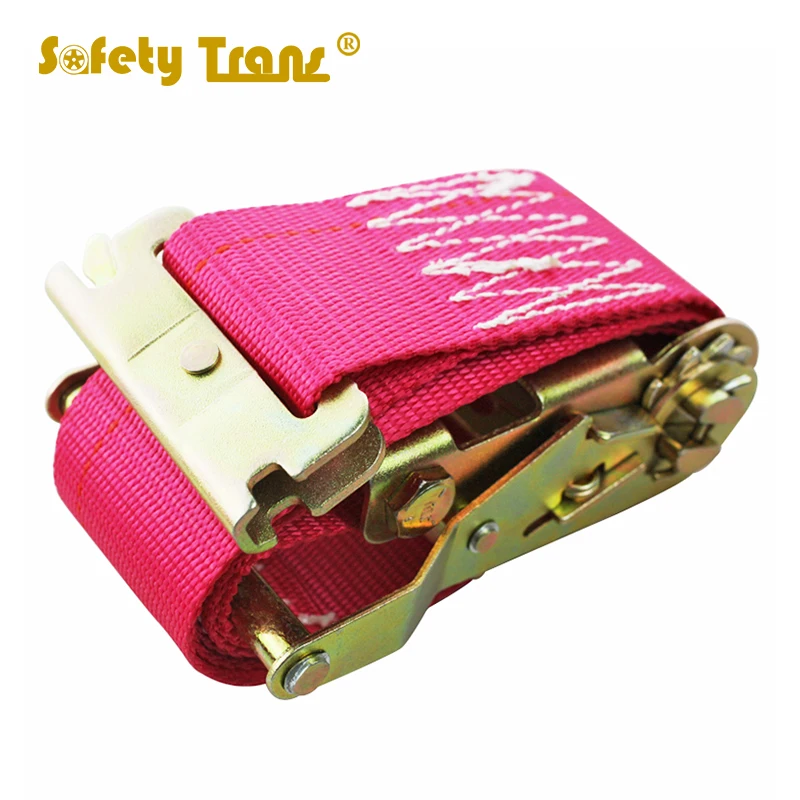 Customized 2inch 2ton Aluminium Handle Ratchet tie down webbing strap with  Hook