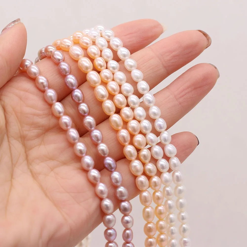 5-6mm Natural Freshwater Cultured Pearl Beads Colorful Rice Pearl Loose Beads for Jewelry Making