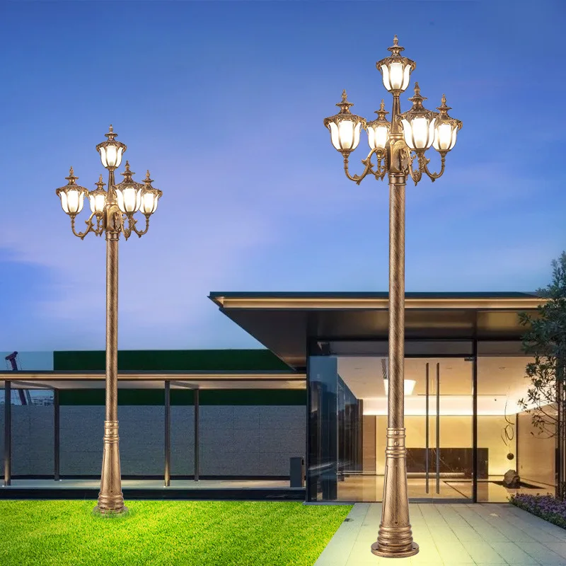 220V Wholesale IP65 waterproof outdoor street lamp 2-5M high pole European style glass ball landscape E27 E26 garden lamp