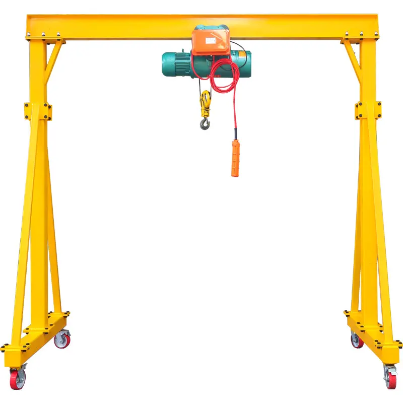 1 2 3 5 10 12 T height adjustable steel portable mobile gantry crane by hand winch