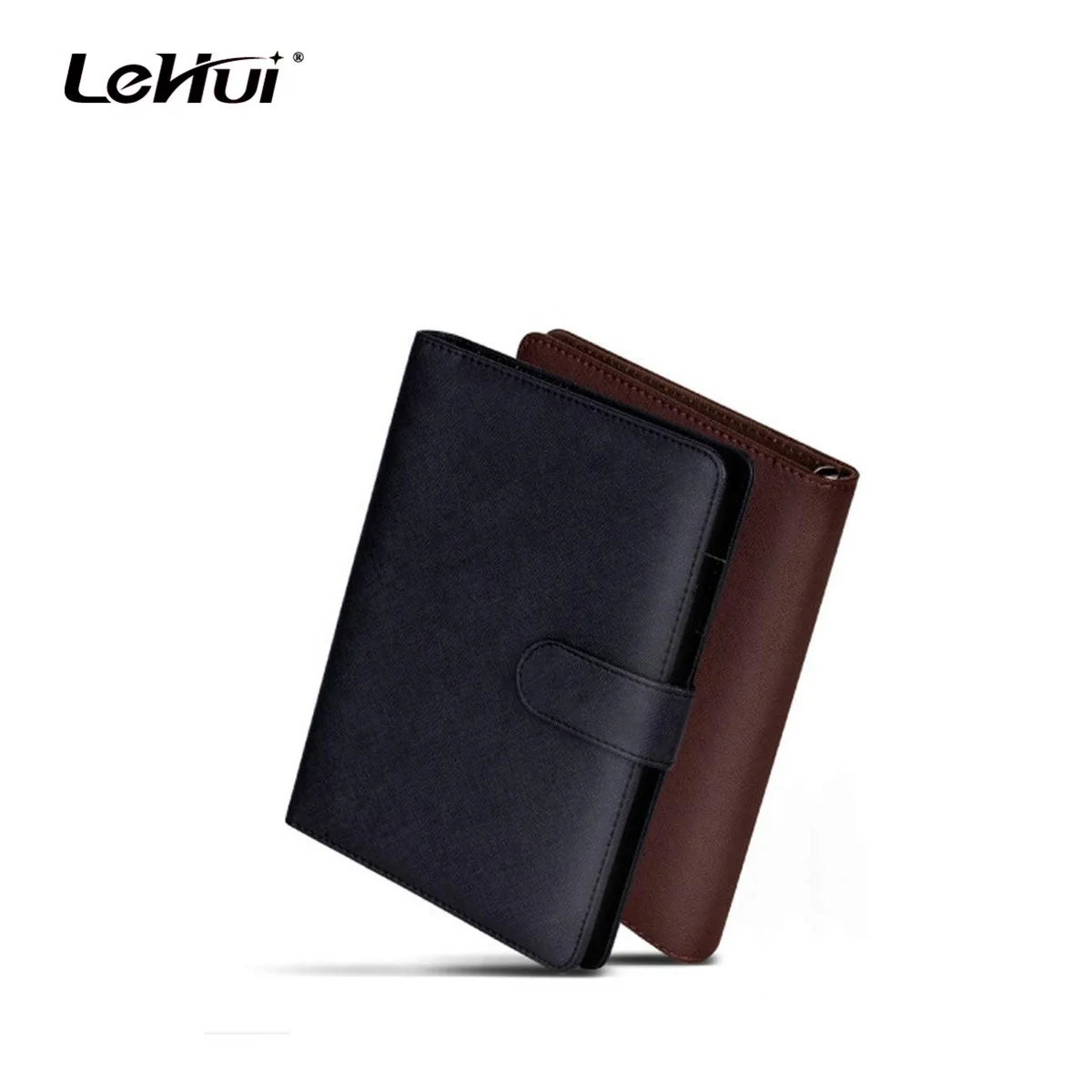 Black 100 Pages 8.5 inch Loose Leaf Weekly Monthly Planner Diary Lined Notepad Agenda Ring Binder Organizer Leather Notebook