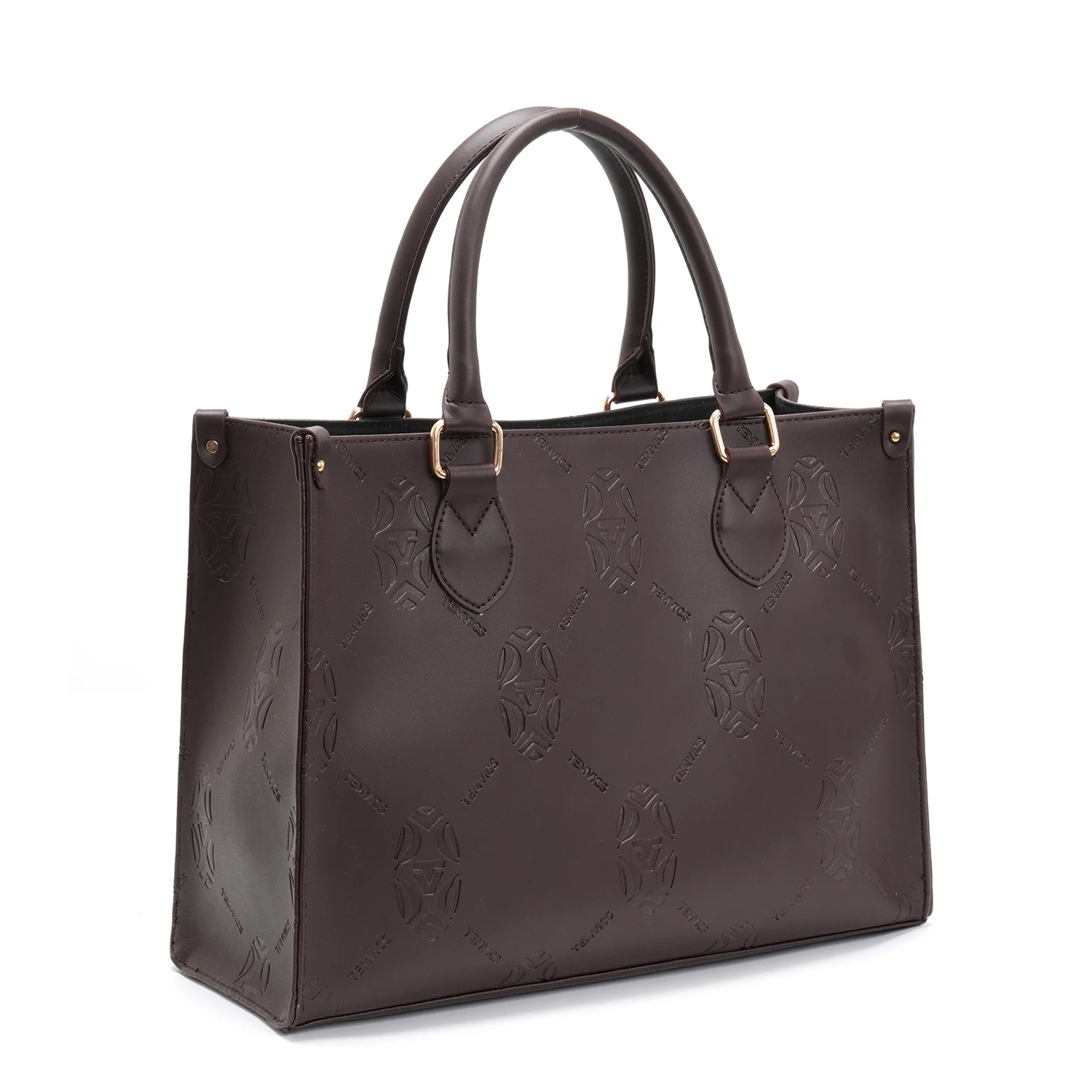 Large-capacity trendy fashion one-shoulder portable logo custom indentation PU leather brand tote bag