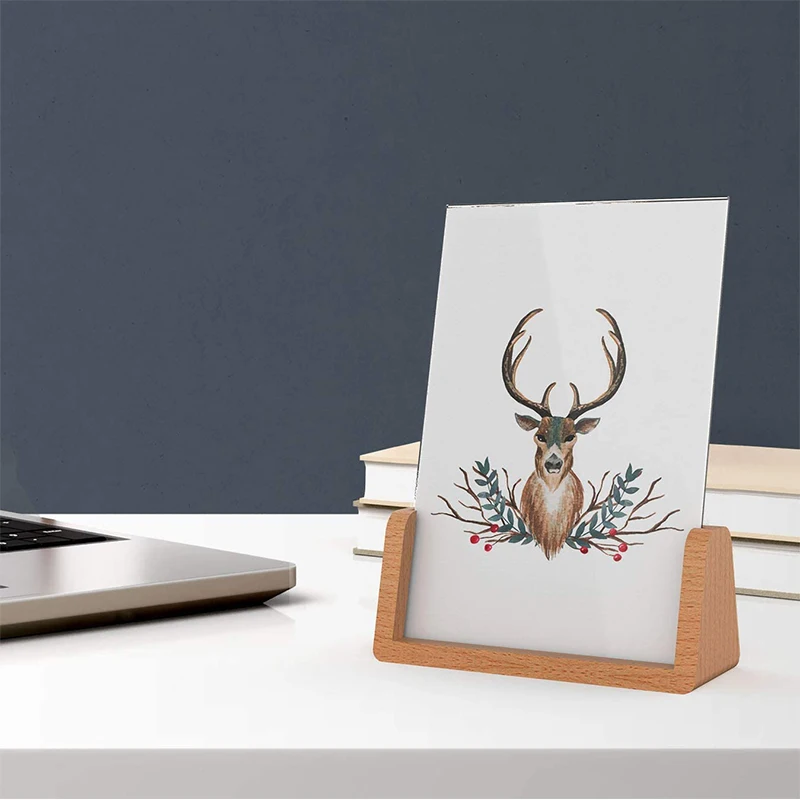 A4A5A6 Acrylic Wooden Menu Card Holder Table Card Holder Postcard Photo Picture Display Stand