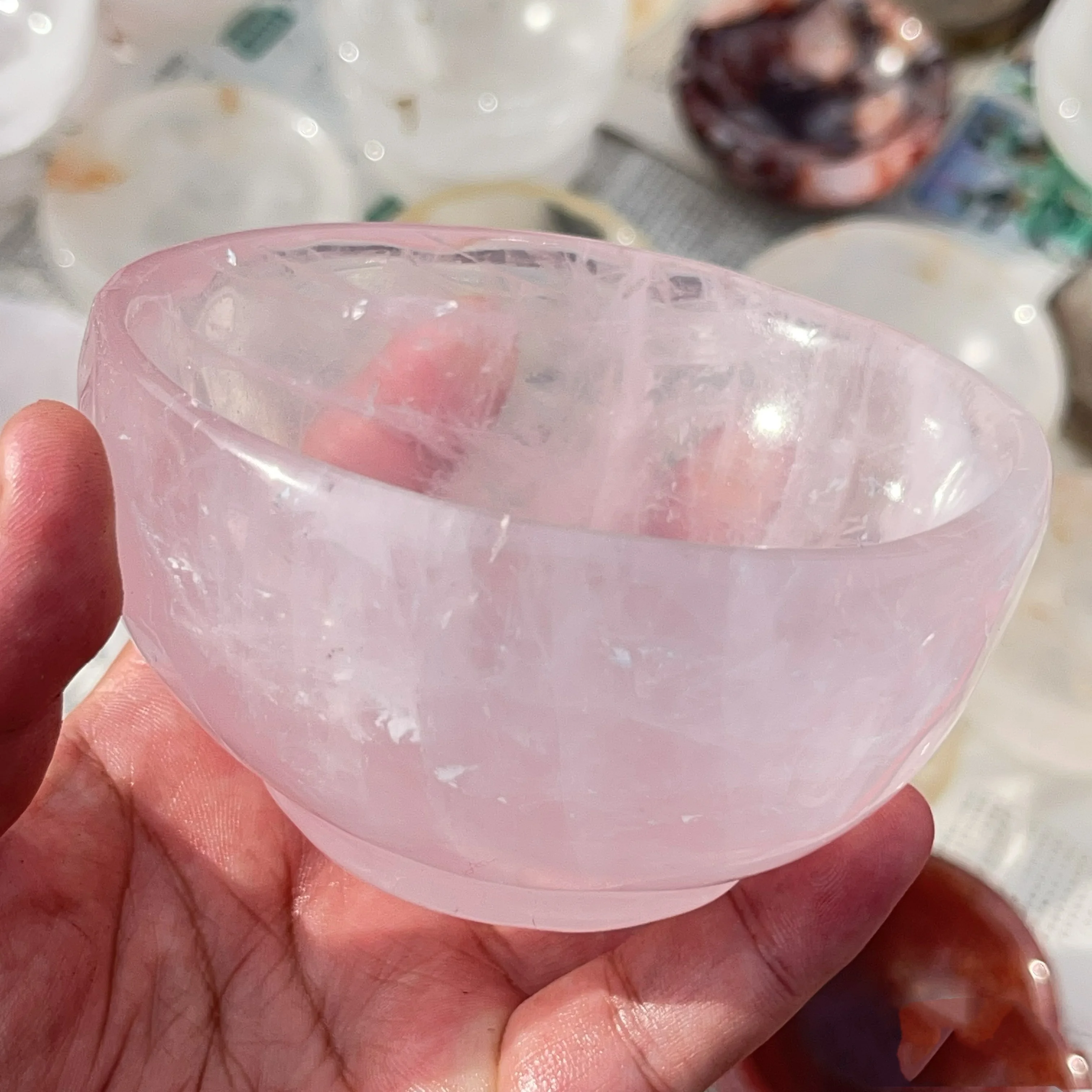 high quality Crystal bowls quartz mineral Crystal bowl pink Crystal bowlhome life decoration