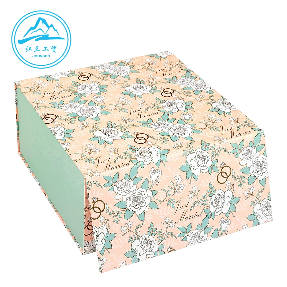 Custom Luxury Pink Green Square Changeable Blue Fold Flat Magnetic Lid Shut Gift Packaging Gift Cardboard Baby Box With Ribbon