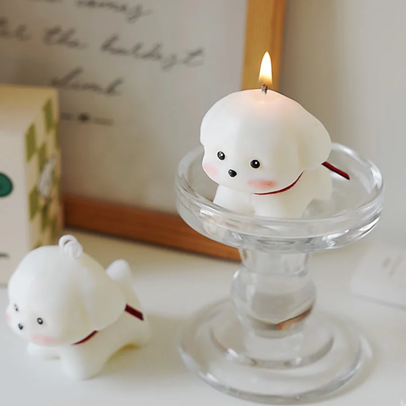 DGC Dog Shaped Scented Candle te Puppy Animal Aroma Soy Wax Decorative Novelty Candle for Table Photo Prop Birthday Gift
