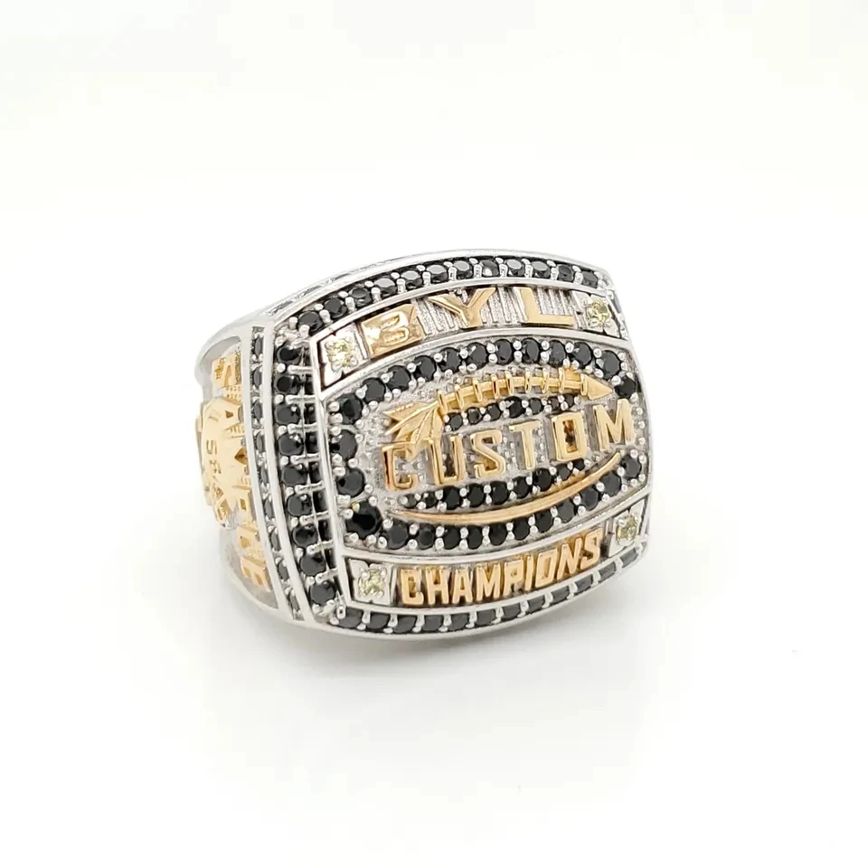 2023 Premium Quality 3d Deep Engraved State Jewelry Rings Design Of State Championship Sports Ring With Gold Plated