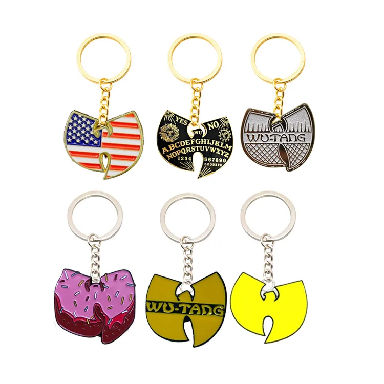 Customized Logo Metal Enamel Wu Tang Pin Wu Classic Tang Rap Group Keychains Emblem Wu-Tang Clan Music Rap Keyring Llavero