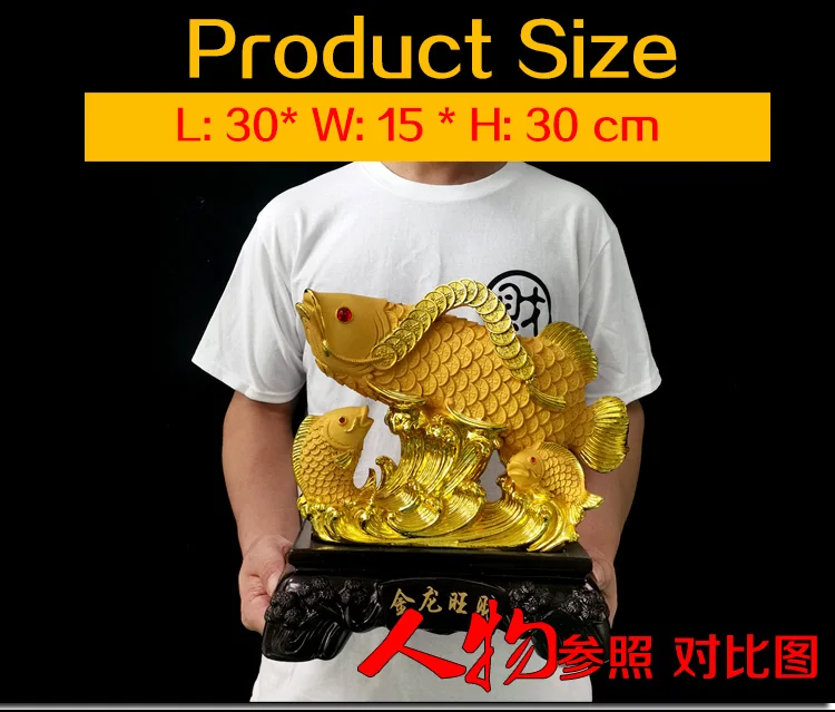 Resin Crafts Feng Shui Chinese Lucky Home Decor Luxury Arowana Statue Livingroom Desktop Arowana Fish Figurine