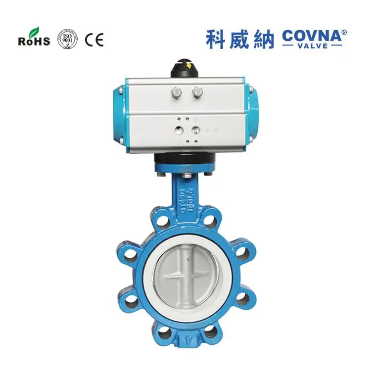 COVNA 4 inch Cast Iron Semi ANSI Air Control Lug Butterfly Valve Water SS Disc Pneumatic Control Butterfly Valve