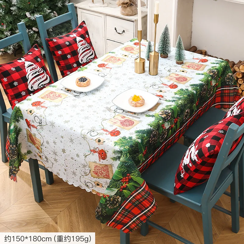 2022 New Popular Waterproof Christmas Tablecloth Wholesale Hotel Holiday Decorative Polyester Creative Table Cloth Custom Fresh