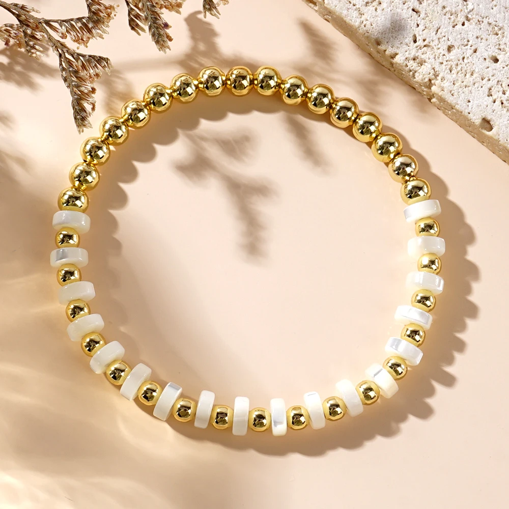 New Luxury 18k Gold Filled Beads Bracelets Women Fashion Charm Waterproof Gold Beaded Bracelet Jewelry For Gift