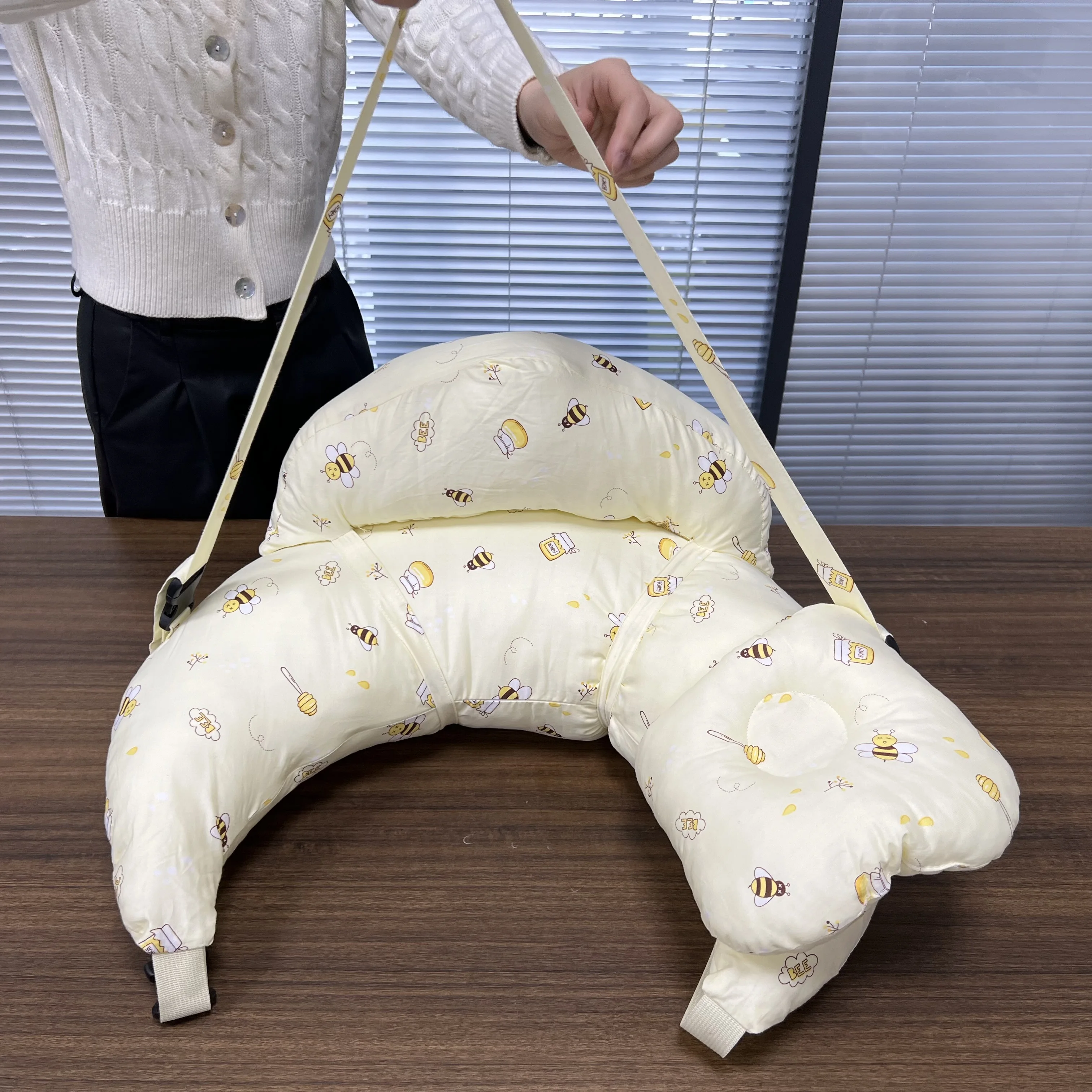 Breast Feeding Pillows for Mom and Baby with Adjustable Waist Strap and Removable Cover