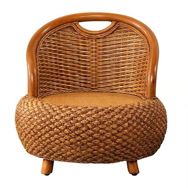 Japanese rattan tatami back futon lazy chair home balcony small stool living room sofa chair round stool home