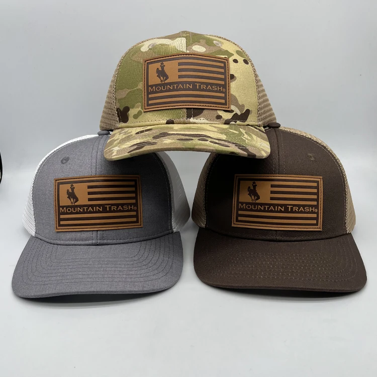 Custom Trucker Mesh Cap With Leather Pather