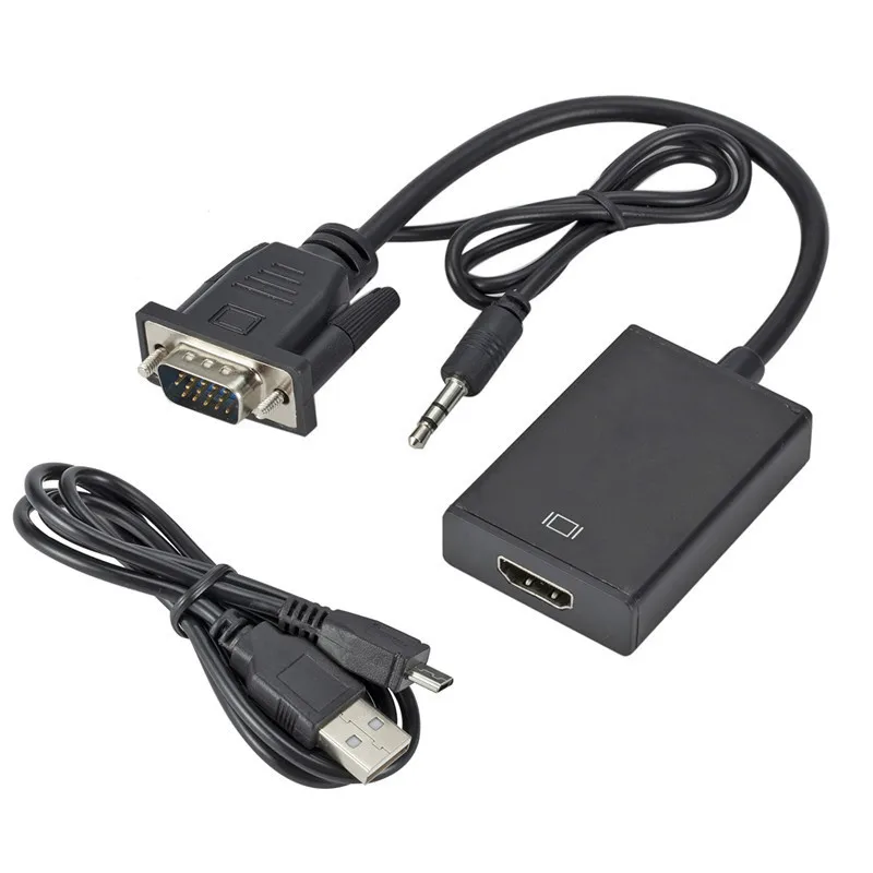 vga to hd converter with audio with power supply computer connected to TV HD cable vga to hdm-i