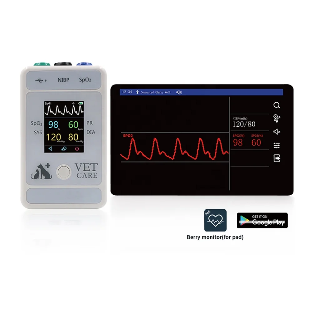 Pets Portable Vet Medical Multi-parameters Etco2 Veterinary Patient Monitor for Animals: 1set/case