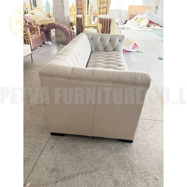 Stainless gold with white leather couch set living room sofa covers 3 seater three-seat sofa
