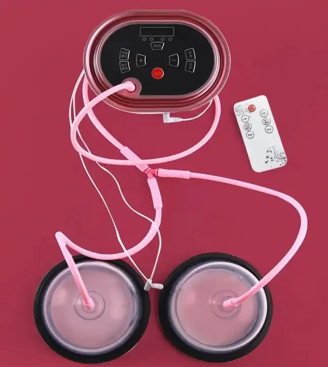 Portable Silicone Vacuum Breast Massage Pump Suction Cup Nipple Enhancer with Vibrator Function for Home Use