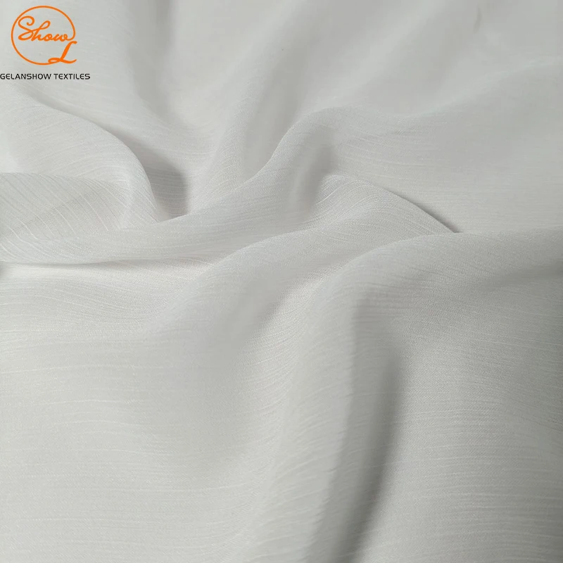 Lightweight 41gsm 15D composite  shunyu crepe white chiffon fabric dress scarves fabric