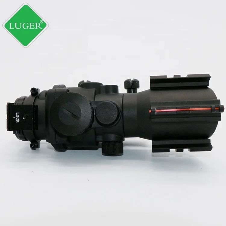 Охотничий прицел LUGER 4X32 ACOG luger, призматический волоконно-оптический прицел, тактический сетчатый прицел с красной и зеленой и синей подсветкой