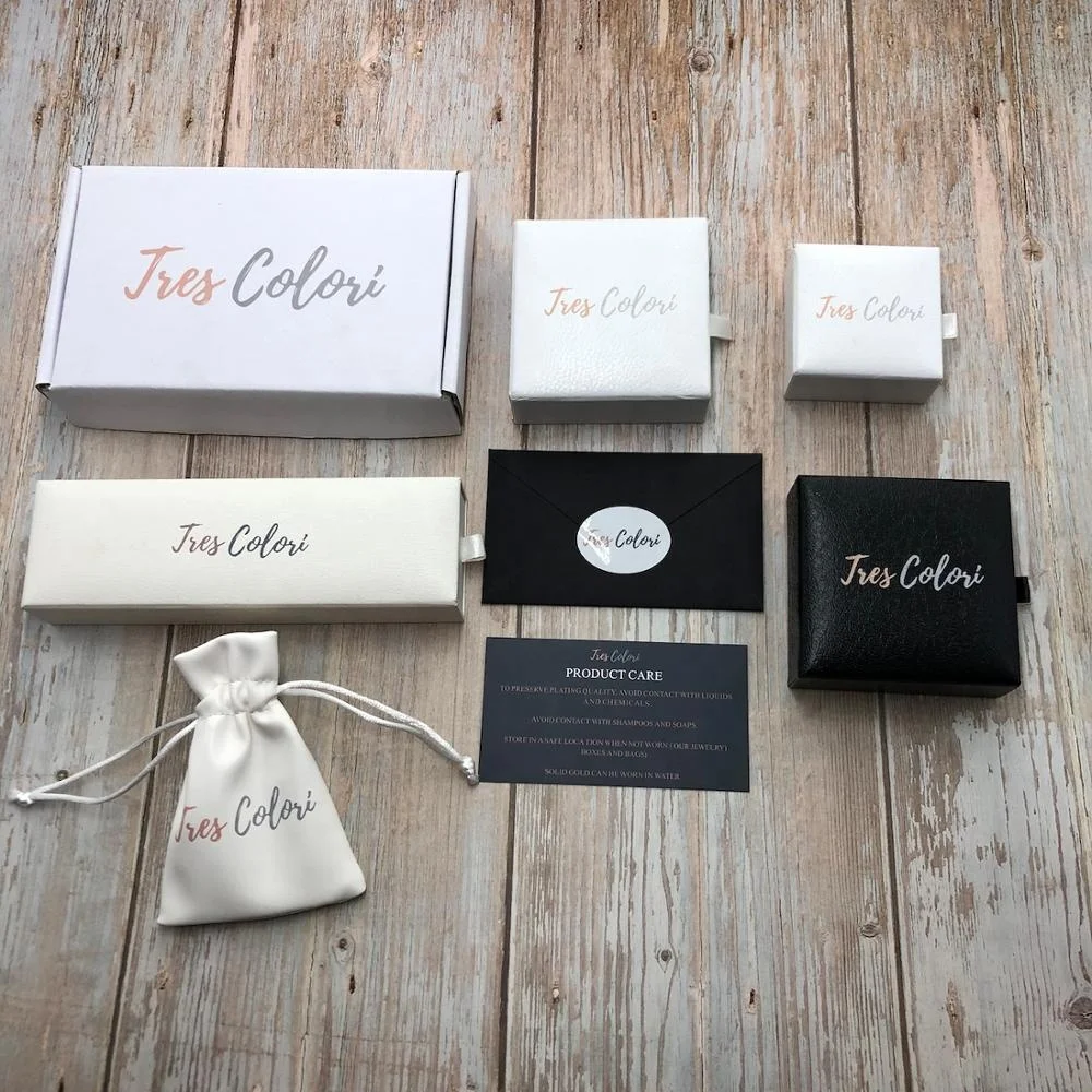 Luxury PU Leather Drawstring Jewelry Pouches Jewelry Gift Boxes Set with custom brand logo