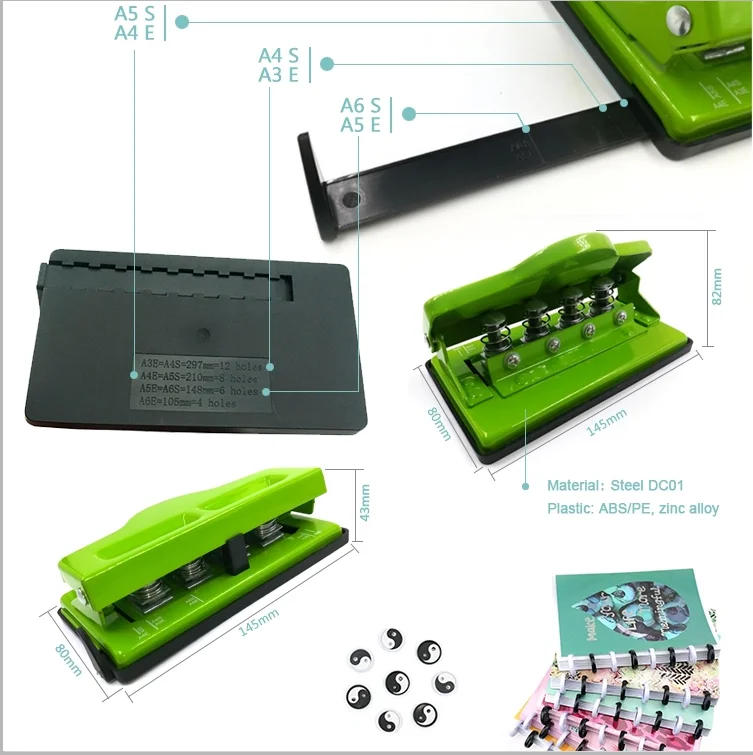 Macaron Colors Manual Labor-saving Office Supplies Metal Loose-leaf Mushroom Paper Hole Punch