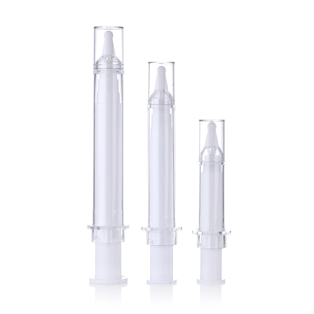 High quality 5ml 10ml 20ml cosmetic plastic syringe bottle packaging empty white lotion serum bottle for skincare