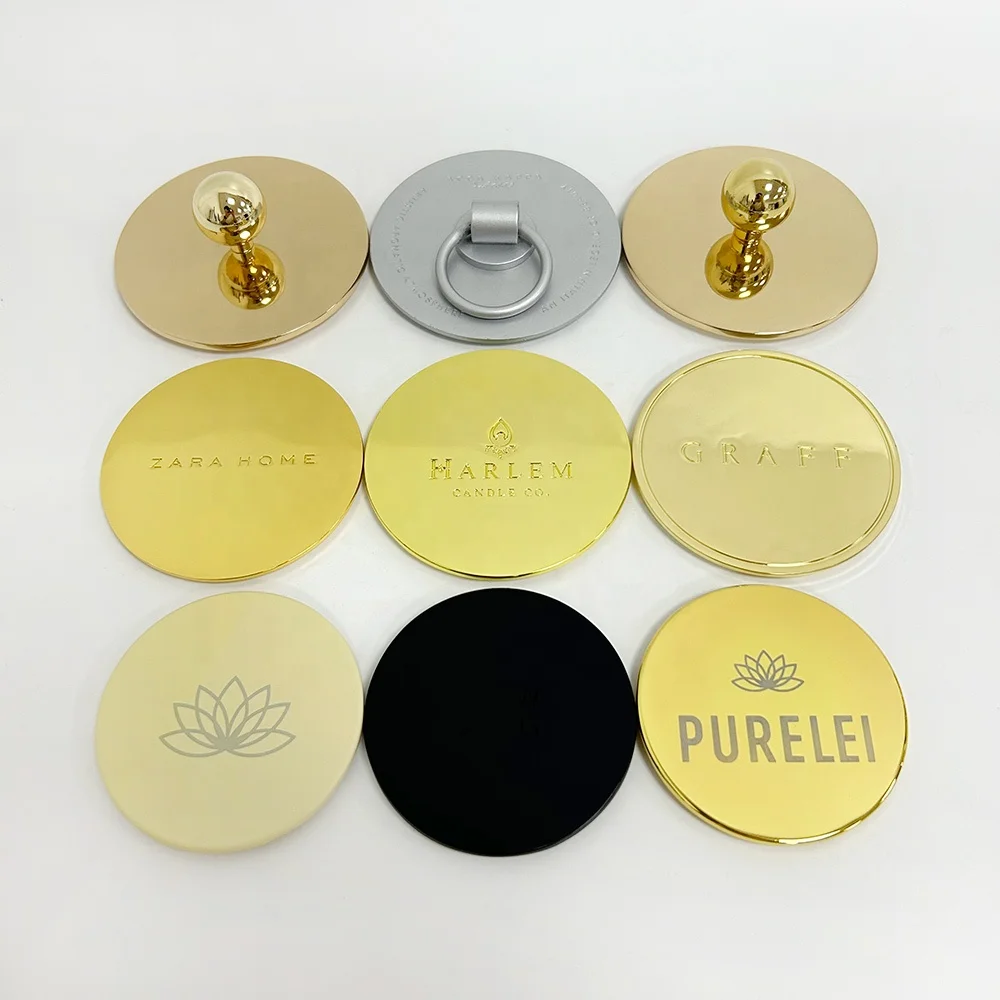 Custom logo Zinc Alloy Candle Lid High Quality Electroplated Metal Scented Candle Decorative Dust Cover