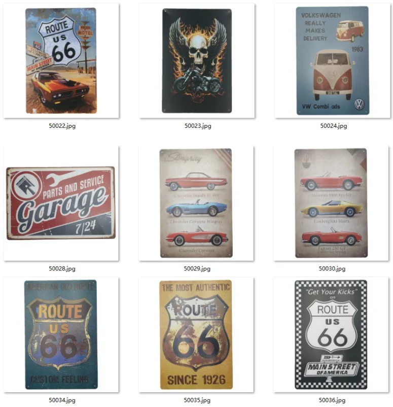 Wholesale Pub Restaurant Bar Wall Art Painting Bus Flat Metal Sign Indian Motorcycle Tin Signs