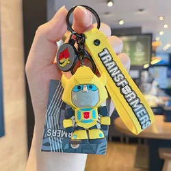 Hecion Robot Toy Car Key Chain Cartoon  PVC Doll Transformers Keychain Optimus Bumble Bee Key Chain