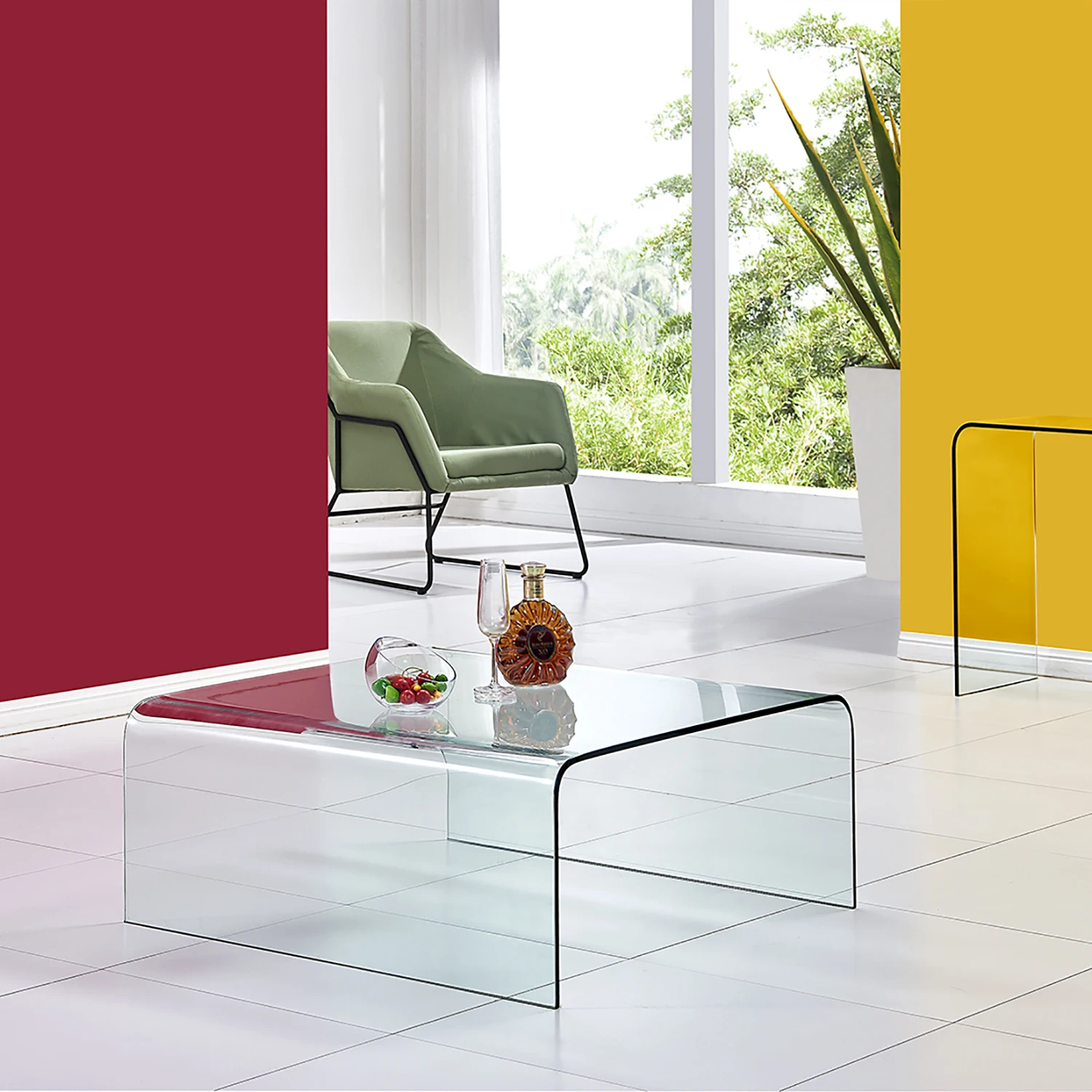 
Transparent Glass Rectangle Center Table Simple Design For Living Room 