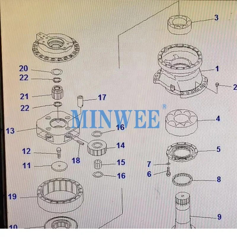 Original Rebuild New PC850 PC750 Swing Reducer Gearbox 209-26-00040 209-26-00042 Swing Machinery Motor Device with Reductor