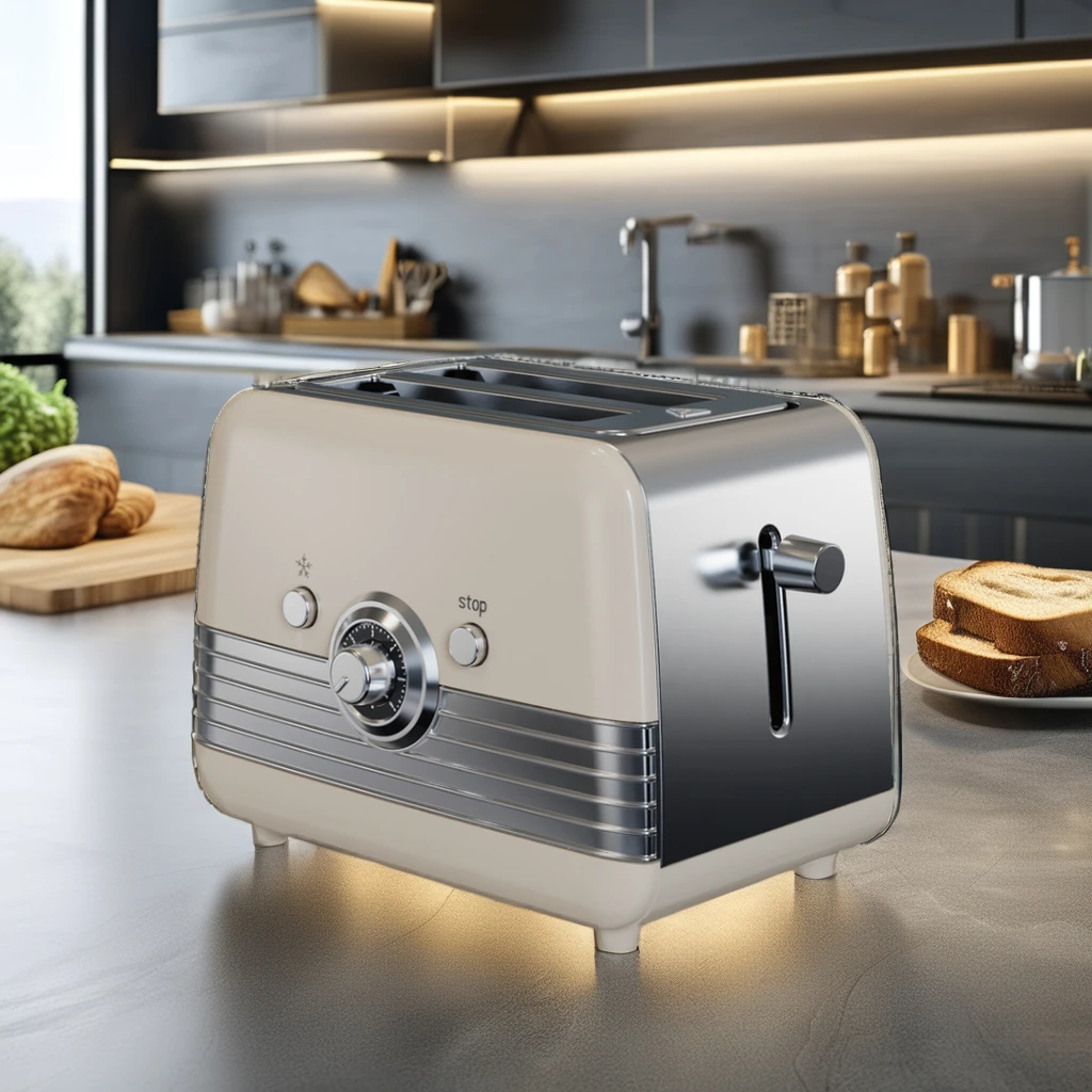 Automatic Electric Bread Toaster for Household Kitchen Plastic Housing for Breakfast Sandwiches Hotel and Home Cooking