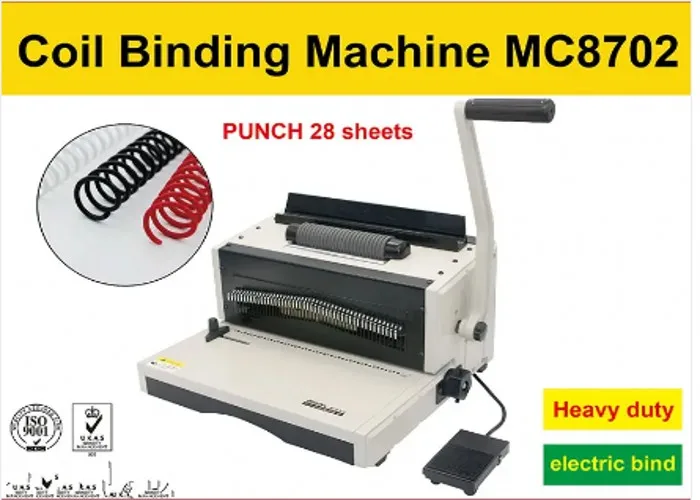 NanBo MC8702 Factory Cheapest Price Manual Punch Electric Bind Plastic Single Spiral coil Binding Machine