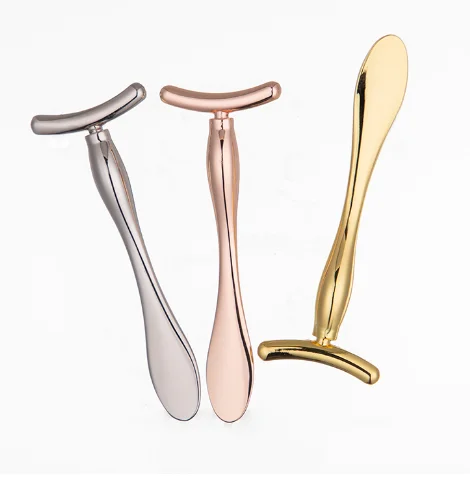 
T Shape Golden Beauty Bar Eye Cream Face Massage Stick Instant Face Lift spatula 