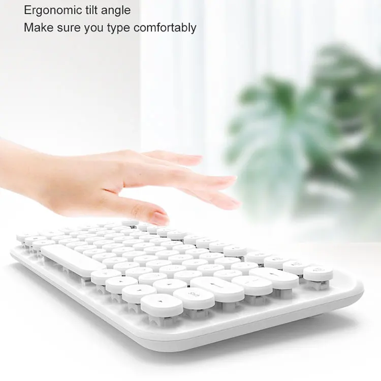 Portable 88 Keys Mini Keyboard Round Keycaps Portable 2.4g Wireless Keyboard For Office Laptop PC